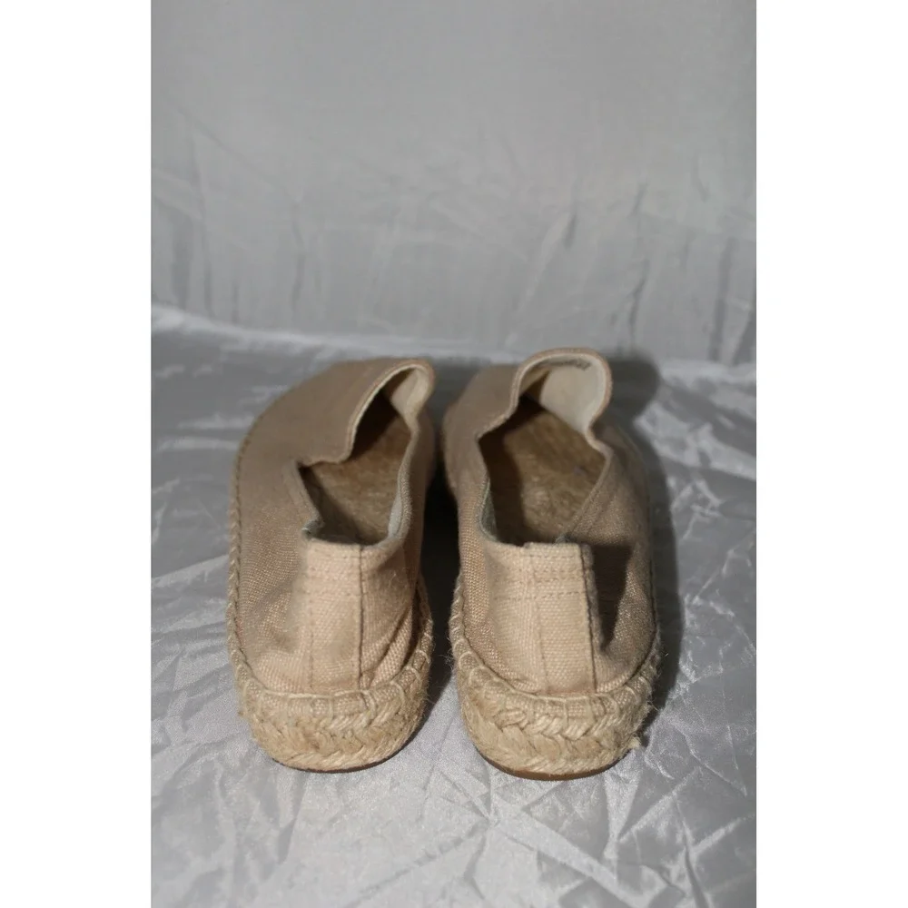 Soludos Dali Tan Canvas Espadrille Slip On Flat Loafers Women's 7.5 Beige‎ Shoes